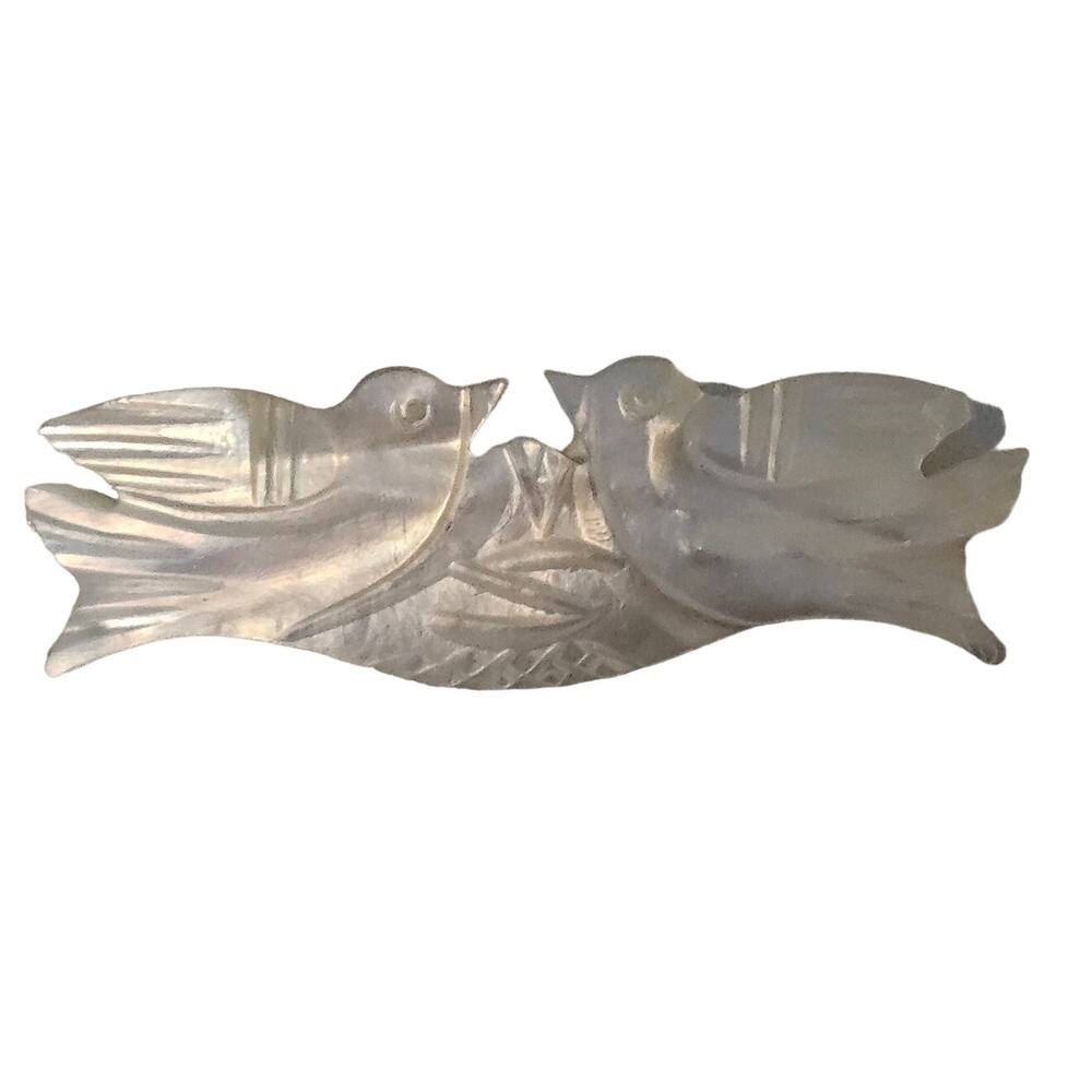 Vintage Mother of Pearl Peace Doves Brooch